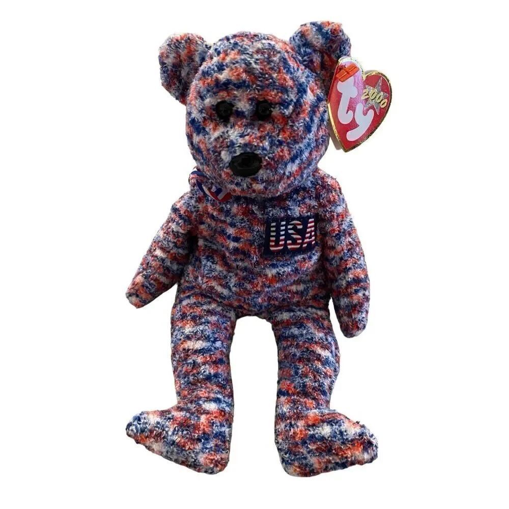 USA Bear 2000 Ty Beanie Baby Plush Collectible Nostalgia Stuffed Animal